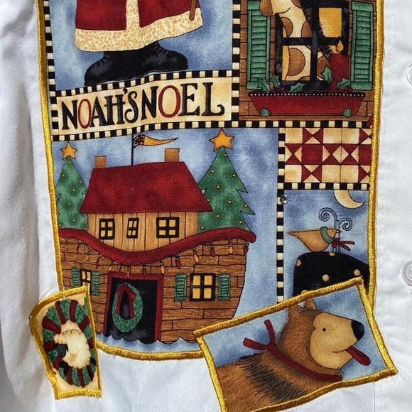 The Quacker Factory button down shirt/holiday/Noah’s Ark design size M - Picture 5 of 13